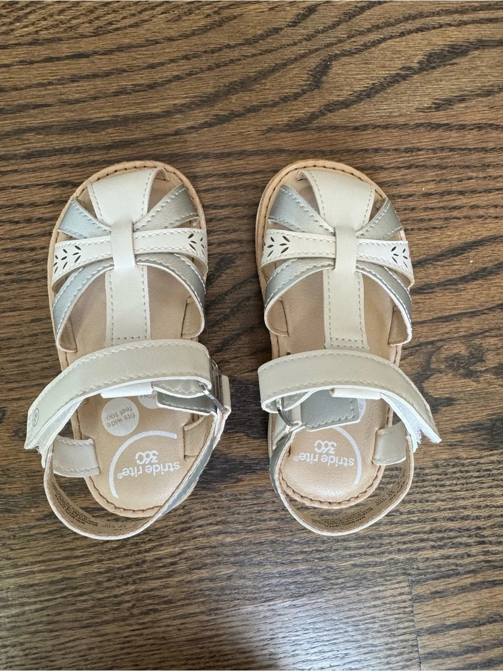 Stride Rite Cream and Silver Toddler Girl Sandals